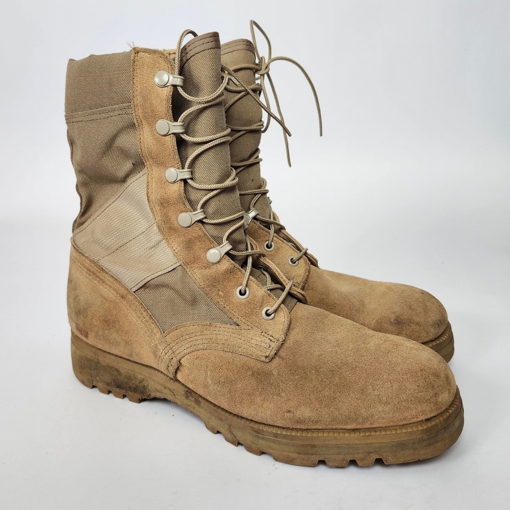 USGI Desert Tan Combat Boots Mens 11 R Vibram Sierra Military Suede Hot Weather